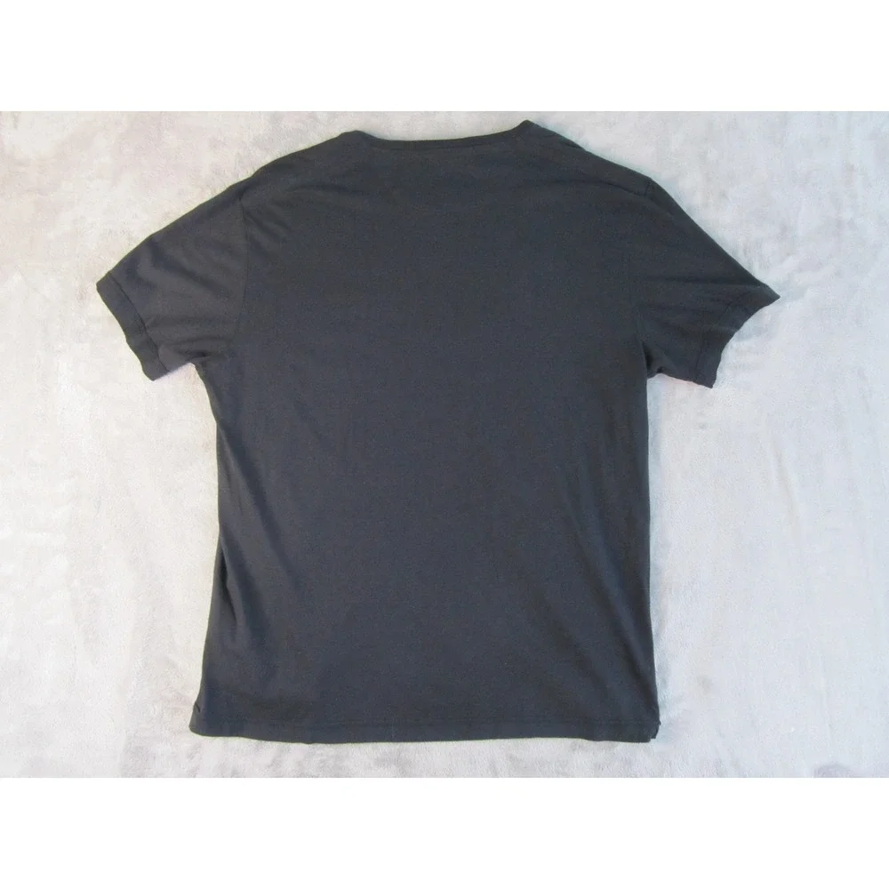 True Religion Mens Charcoal Gray Red Horseshoe Graphic Pocket T-Shirt Size L